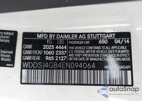 2014 Mercedes-Benz Cla 250 4Matic from USA, damaged, VIN WDDSJ4GB4EN094064